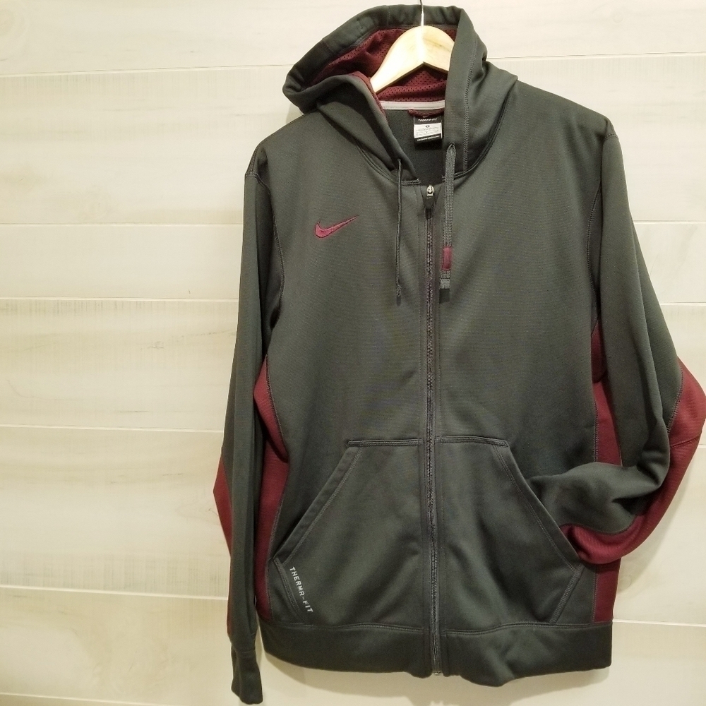 {S} Nike Therma Fit Maroon Gray Zip Up Jacket